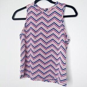Anthropologie Postmark Jacquard Tank Pink Blue Blouse Size XS Women’s